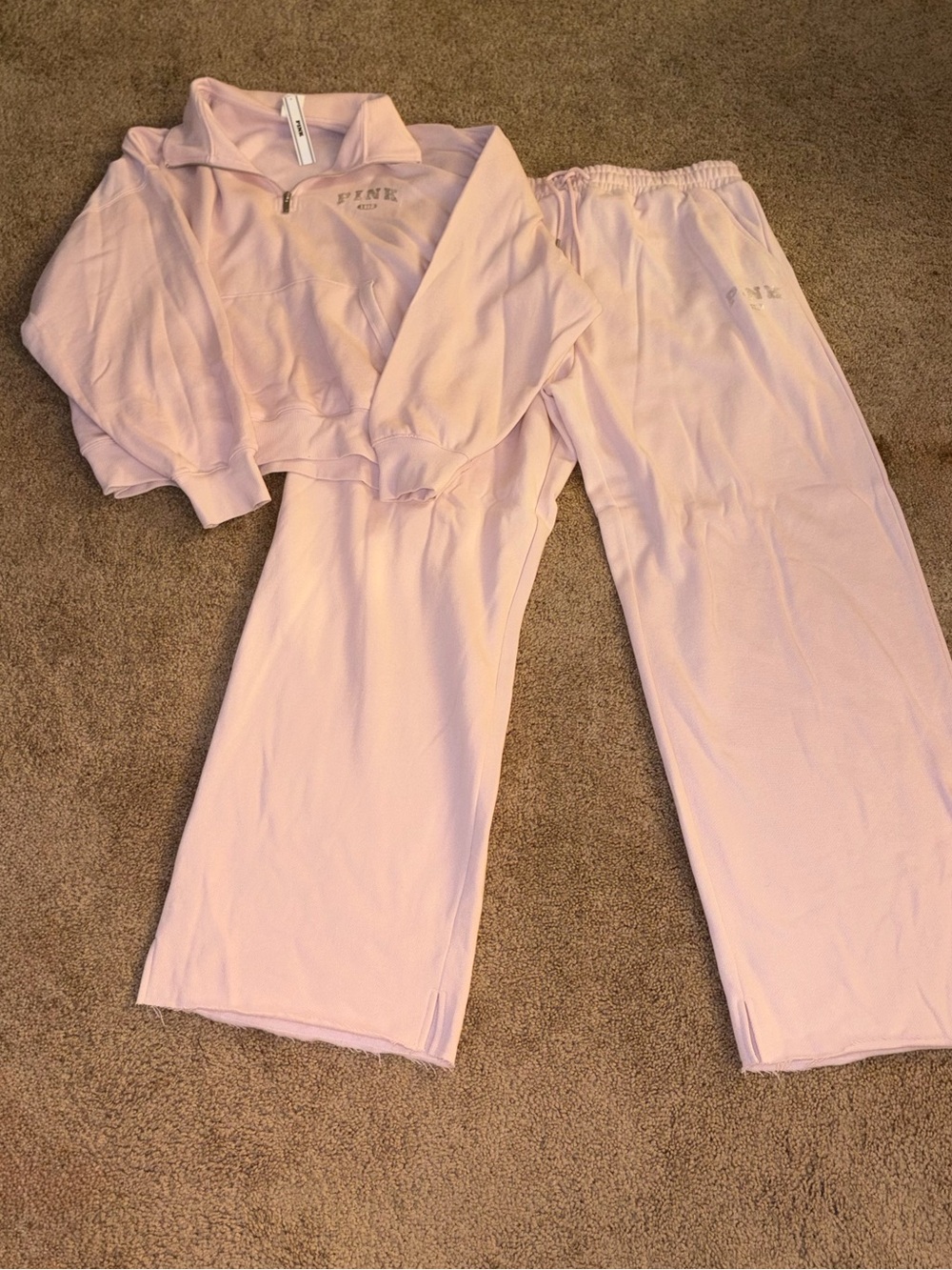 PINK Victoria's Secret Light Pink Wide Leg Sweatpants Set